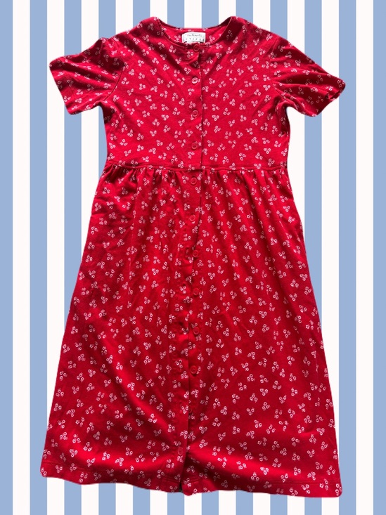 Talbots Dresses & Skirts - Talbots - 100% Cotton Red Floral Button-Front Midi Dress (PS) Vintage